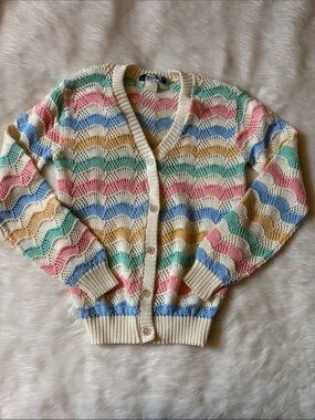 Vintage Givenchy Sport Pastel Wave Knit Cardigan